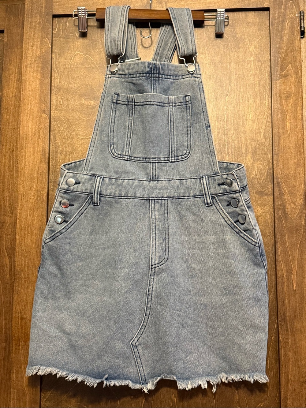Denim Overall Skirt in Light Blue
